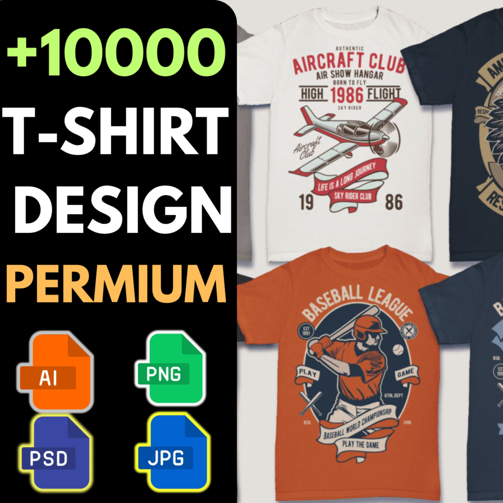 Bundle 28 Go de designs T‑shirt premium – PNG, AI, PSD, JPG avec licence commerciale

