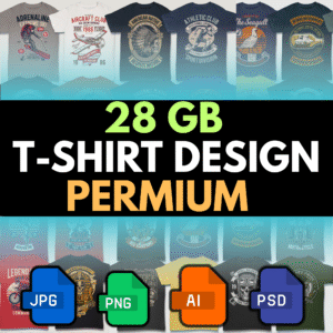 28 GB Premium T‑Shirt Design Bundle – PNG, AI, PSD & JPG with Commercial License